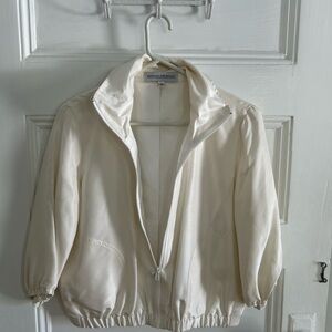Elegant Women's Cream Bomber Jacket